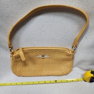 Elliott Lucca Yellow Woven Leather Clutch Shoulder Bag Purse